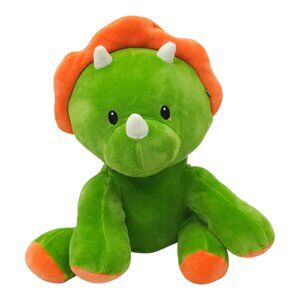 Wellobeez Triceratops Dinosaur Plush Stuffed Toy Clean Crew Antimicrobial Green